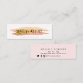 トレンディー金ゴールド及びピンク美容師名刺 スキニー名刺 (正面/裏面)