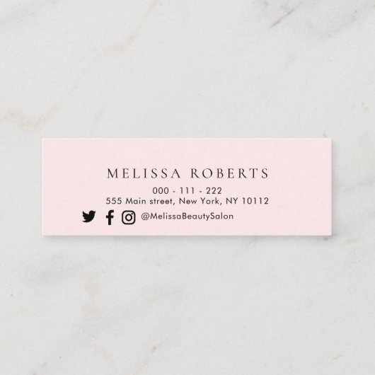 トレンディー金ゴールド及びピンク美容師名刺 スキニー名刺 (裏面)