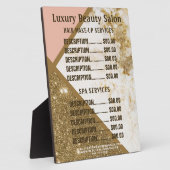 トレンディー金ゴールド大理石きらびやかな髪のスパサロン価格 フォトプラーク (側面)