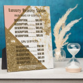 トレンディー金ゴールド大理石きらびやかな髪のスパサロン価格 フォトプラーク (側面)