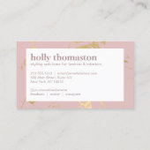 トレンディー金ゴールド大理石パターン赤面スタイリスト 名刺 (裏面)