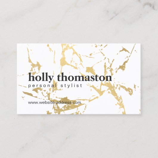 トレンディー金ゴールド大理石パターン 名刺 (正面)