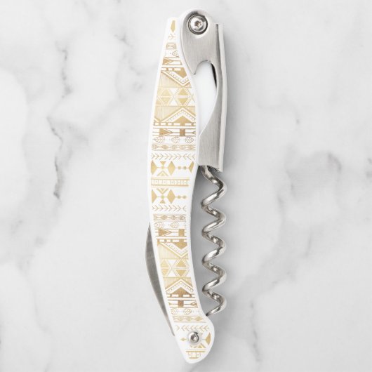 トレンディー金ゴールド幾何学模様アステカ ソムリエナイフ (裏面)