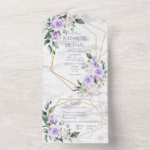 トレンディー金ゴールド幾何学的薄紫フローラ大理石春 オールインワン招待状 (内側)