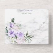 トレンディー金ゴールド幾何学的薄紫フローラ大理石春A オールインワン招待状 (裏面)