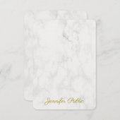 トレンディー金ゴールド手書き名エレガント大理石 ノートカード (正面/裏面)