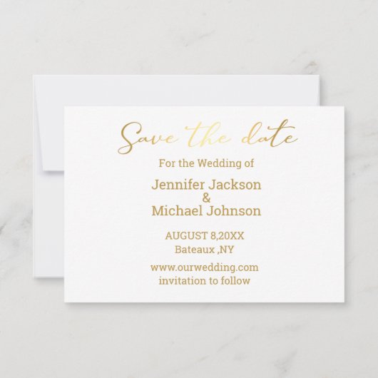 トレンディー金ゴールド手書き書き保存の日付のフォトカード ノートカード (裏面)