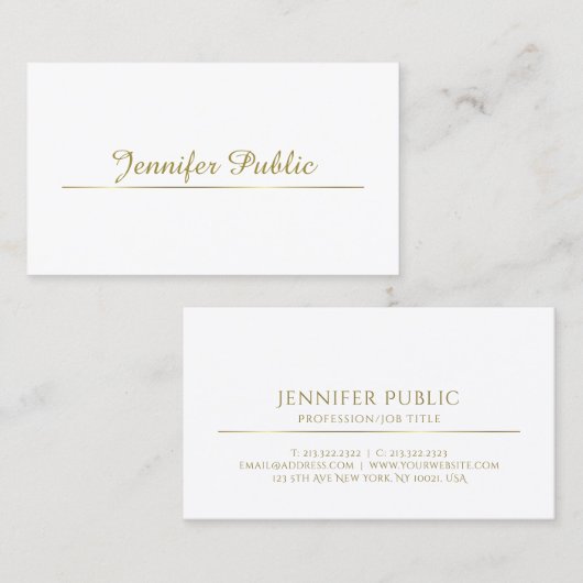 トレンディー金ゴールド書簡ミニマルエレガントデザイン 名刺 (正面/裏面)