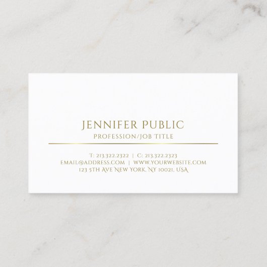 トレンディー金ゴールド書簡ミニマルエレガントデザイン 名刺 (裏面)