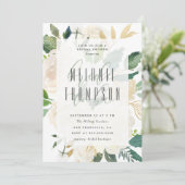 トレンディー金ゴールド水彩ピーニーズブライダルシャワー 招待状 (スタンド正面)