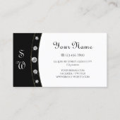 トレンディー金ゴールド白黒イニシャルとダイヤモンド 名刺 (裏面)