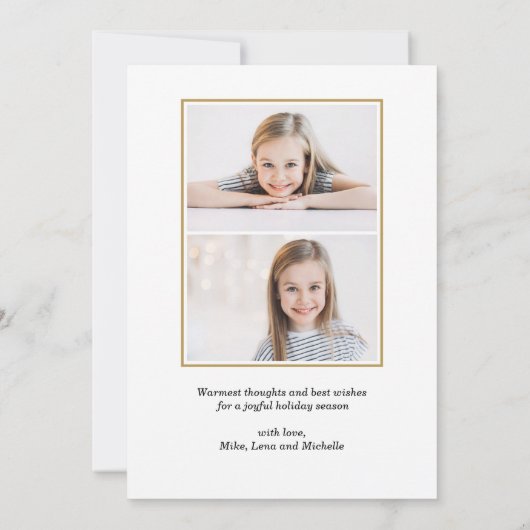 トレンディー金ゴールド白黒パインズクリスマスフォト 招待状 (裏面)