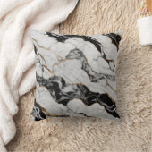 トレンディー金ゴールド白黒マーブル クッション (ブランケット)