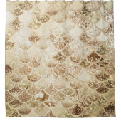 トレンディー金ゴールド赤面グラデーショングリッターマーメイドフィッシュスケール シャワーカーテン (正面)