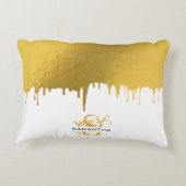 トレンディー金ゴールド金属滴下モノグラム アクセントクッション (裏面)