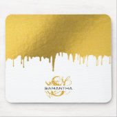 トレンディー金ゴールド金属滴下モノグラム マウスパッド (正面)