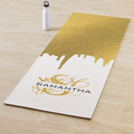 トレンディー金ゴールド金属滴下モノグラム ヨガマット