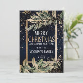 トレンディー金ゴールド（ばちゃばちゃ）跳ねるフリージネービーブルークリスマス シーズンカード (スタンド正面)