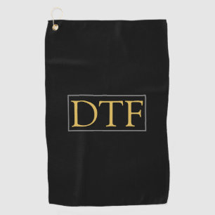 トレンディー金ゴールドDIYモノグラム/名前、グレ縁どー、黒 ゴルフタオル