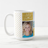 トレンディー金ゴールドDotty Fifty & Fabulous 50誕生日 コーヒーマグカップ (左)