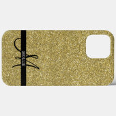 トレンディー金属グリッター金ゴールドモノグラムの光 Case-Mate iPhoneケース (裏面 (横))