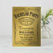 トレンディー金属金ゴールドタイポグラフィバチュラーパーティ 招待状 (スタンド正面)