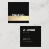 トレンディー金箔テクスチモダンャーブラックミニマリスト スクエア名刺 (正面/裏面)