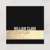 トレンディー金箔テクスチモダンャーブラックミニマリスト スクエア名刺 (正面)