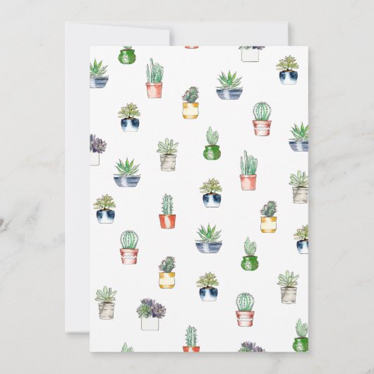 トレンディー鉢状の多肉植物引っ越し祝いパーティーパーティー 招待状 (裏面)