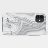 トレンディー銀グリッタースパークル大理石名モノグラム Case-Mate iPhoneケース (裏面(横))