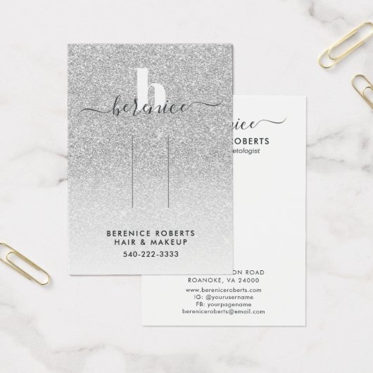 トレンディー銀グリッターモノグラムヘアクリップディスプレイ (オフィス)