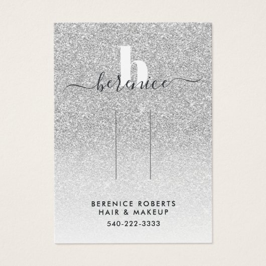 トレンディー銀グリッターモノグラムヘアクリップディスプレイ (正面)