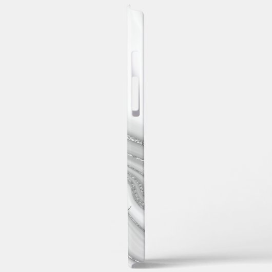 トレンディー銀グリッター輝き大理石名モノグラム Case-Mate iPhoneケース (裏面 / 左)
