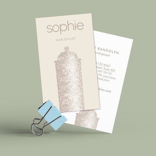 トレンディー銀シークイン美容師スプレー缶サロン 名刺