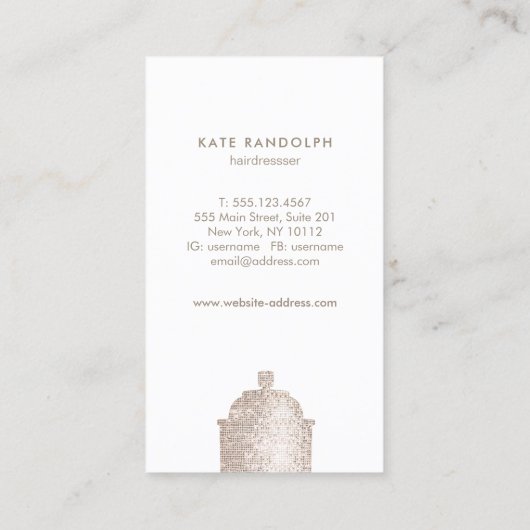 トレンディー銀シークイン美容師スプレー缶サロン 名刺 (裏面)