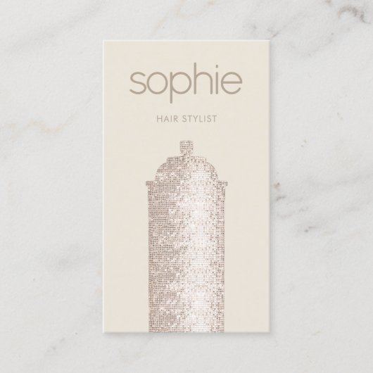トレンディー銀シークイン美容師スプレー缶サロン 名刺 (正面)