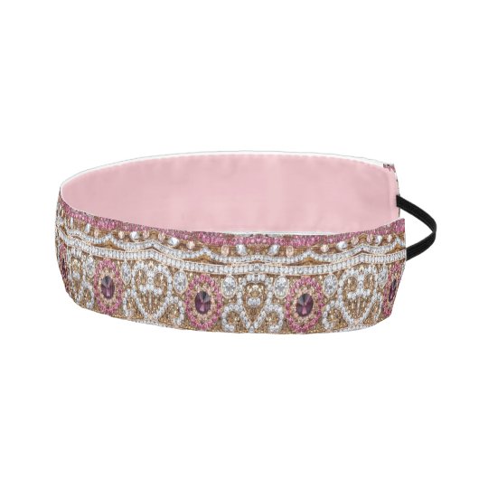 トレンディー銀スタイリッシュ金ゴールドブルゴーニュ・ピンクボヘミア アスレチックヘッドバンド (右)