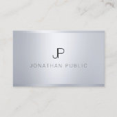 トレンディー銀テンプレートエレガントモノグラムのモダン 名刺 (正面)