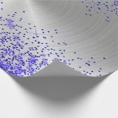 トレンディー銀メタリックパープルグリッター ラッピングペーパー (角)