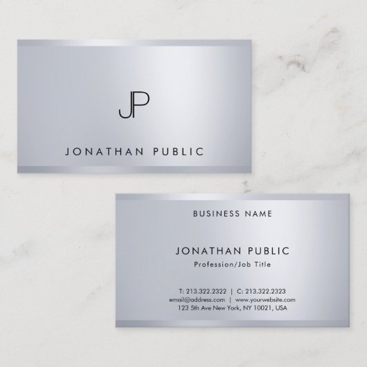 トレンディー銀モノグエレガントラムモダンテンプレート 名刺 (正面/裏面)