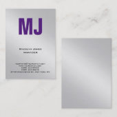 トレンディー銀ユニーク灰色プロフェッショナルモノグラム 名刺 (正面/裏面)