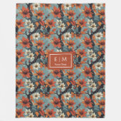 トレンディー銅と苔の緑の植物投げ フリースブランケット (正面)