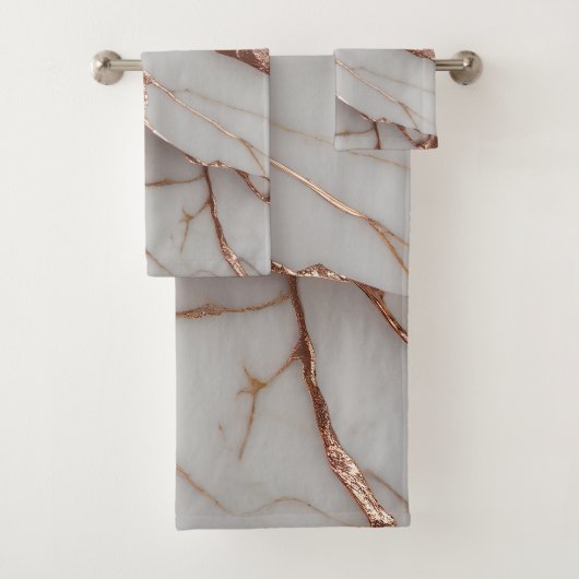トレンディー銅グリッター大理石 バスタオルセット (インサイチュ)