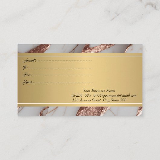 トレンディー銅グリッター大理石 割引カード (裏面)