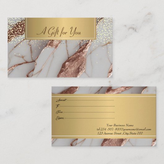 トレンディー銅グリッター大理石 割引カード (正面/裏面)
