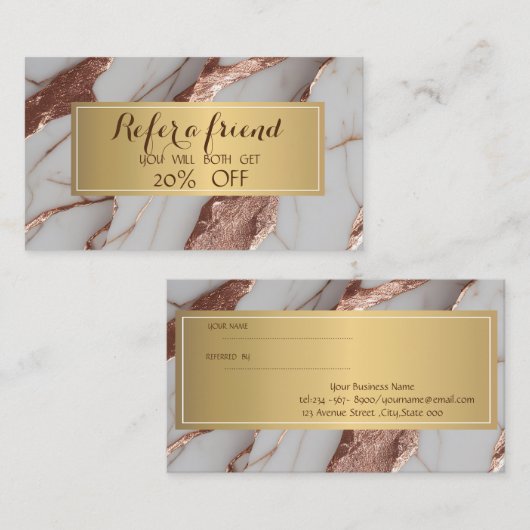 トレンディー銅グリッター大理石 紹介カード (正面/裏面)