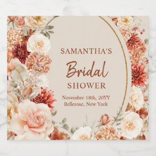 トレンディー銅紫陽花とバラ秋 リキュールボトルラベル