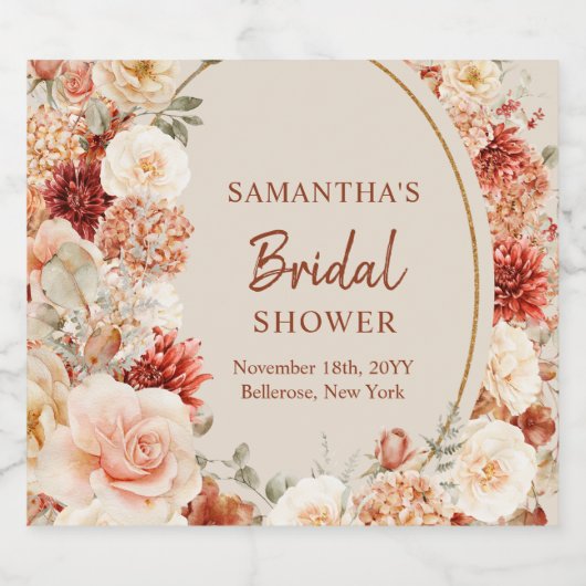 トレンディー銅紫陽花とバラ秋 リキュールボトルラベル (シングルラベル)