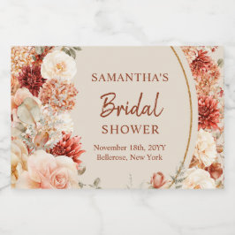 トレンディー銅紫陽花とバラ秋 リキュールボトルラベル