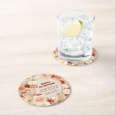 トレンディー銅赤面とブルゴーニュ花セージベビー ラウンドペーパーコースター (インサイチュ)